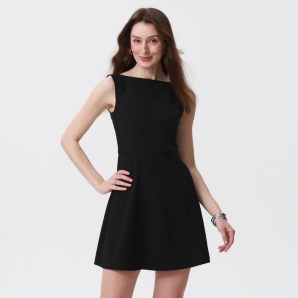 A New Day Black Tailored Boatneck Dress